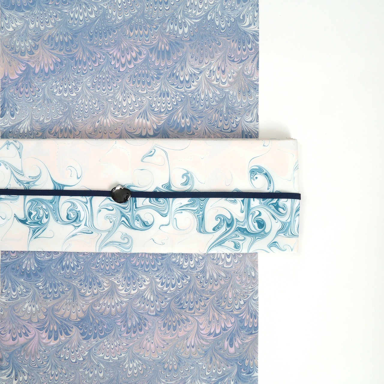 半巾帯 ［ ペールトーン × 孔雀青 ］