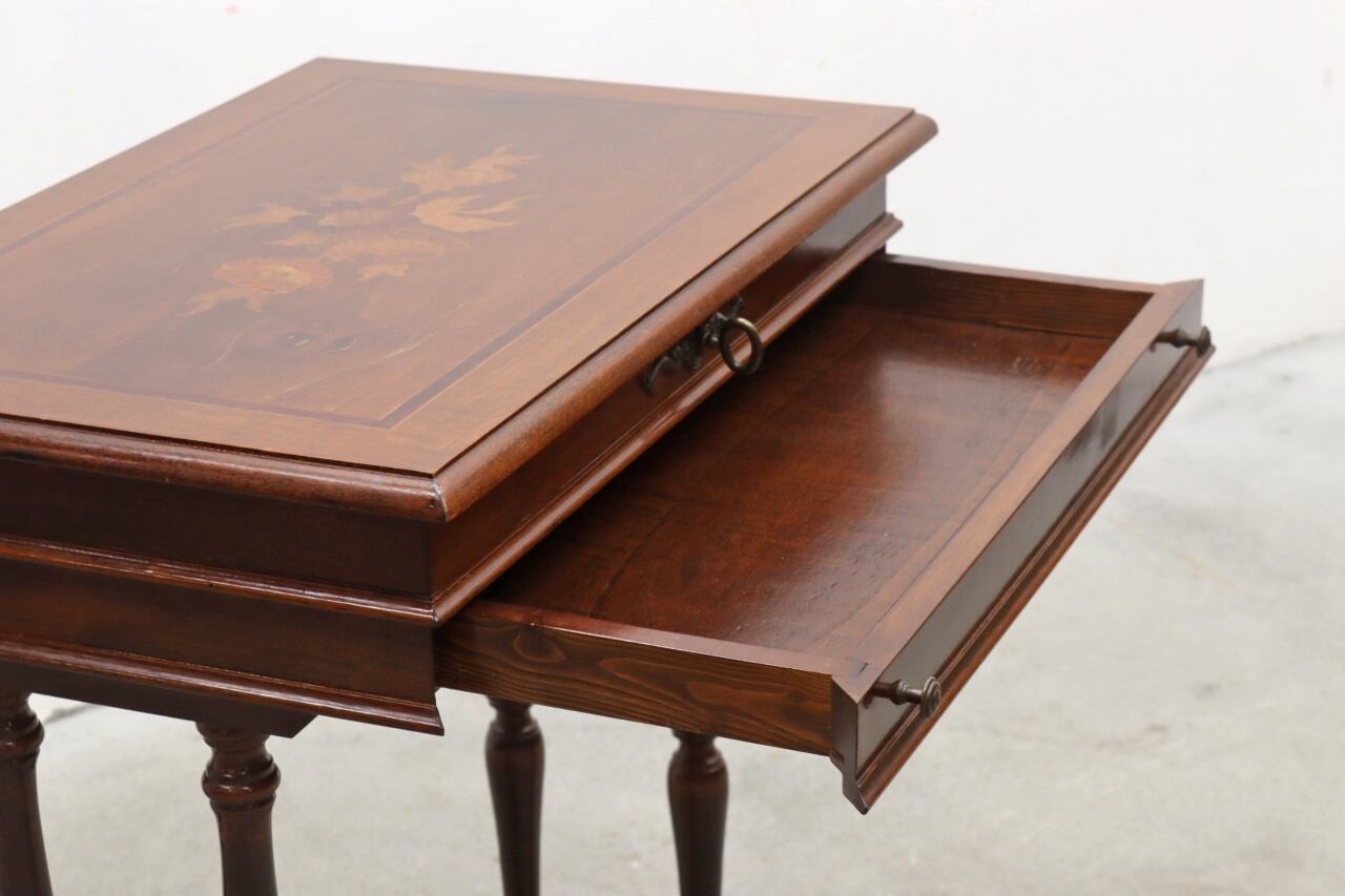 英国 イギリス クラシカル 象嵌 ソーイングテーブル サイドテーブル  