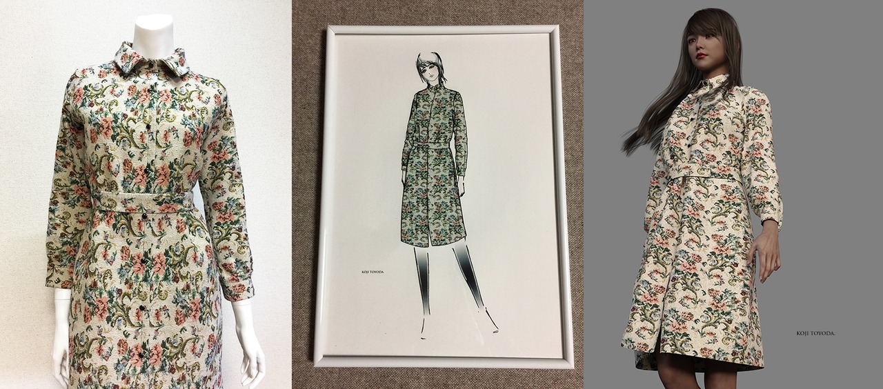 1点もの・デザイン画付き】ベルト付きゴブラン織りシャツ型コート 