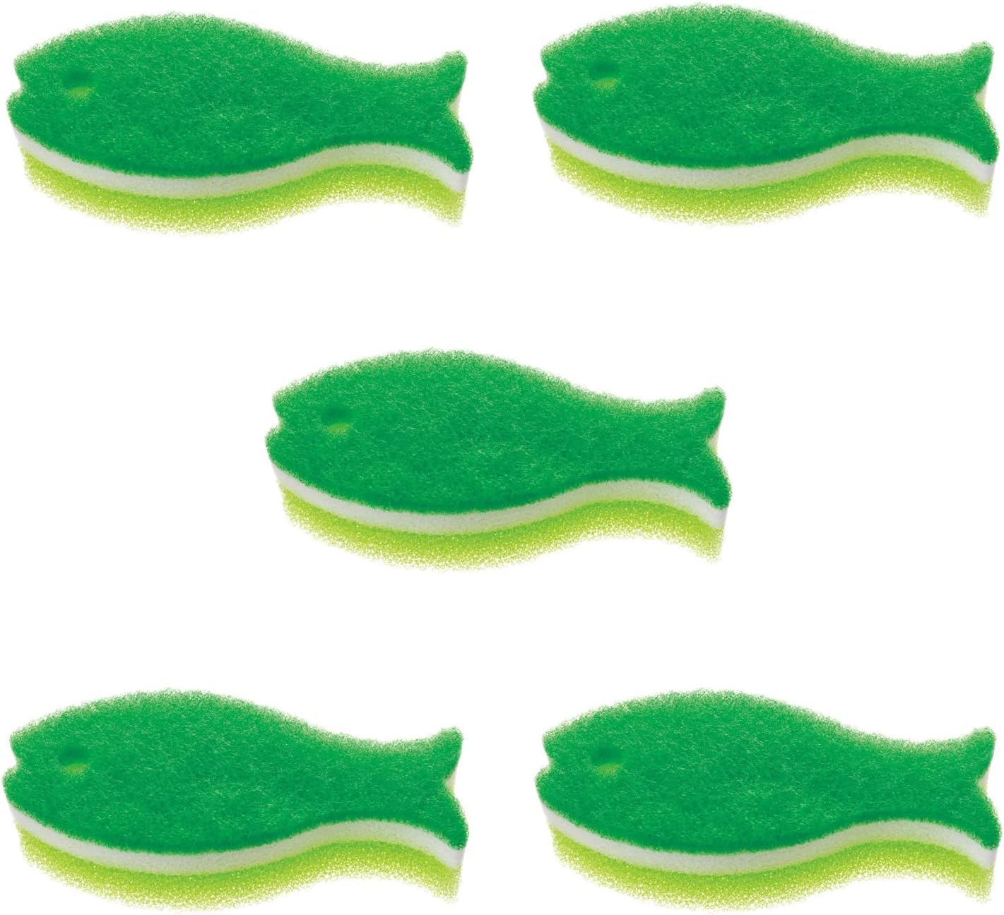 【数量限り】マーナ (marna) おさかなスポンジ 5個セット (食器洗い / 3層構造) キッチン 食器用スポンジ 台所用 (ディープグリーン) R502DG