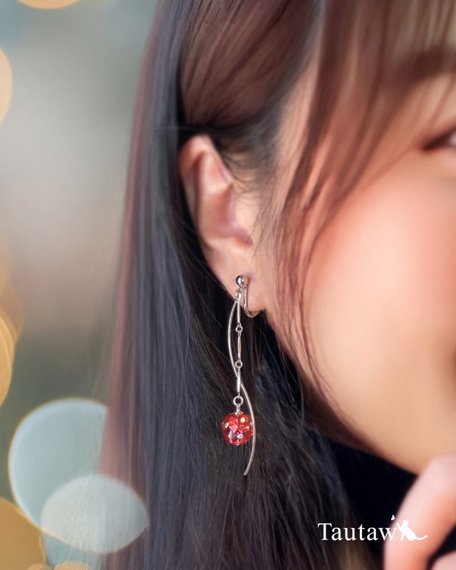 【パパラチア】ミラーボール煌めき ピアス・イヤリング｜プレシオサ使用 受注生産