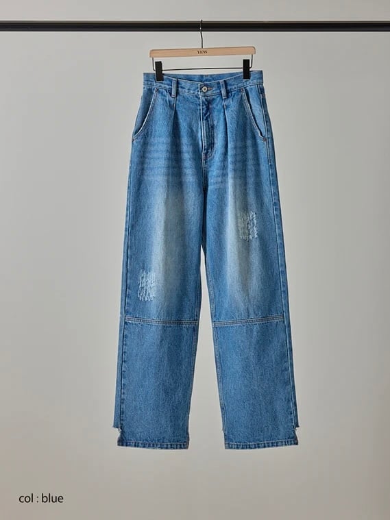 ハイライズタックワイドデニム｜ブルー｜YENN | ASAHIYA