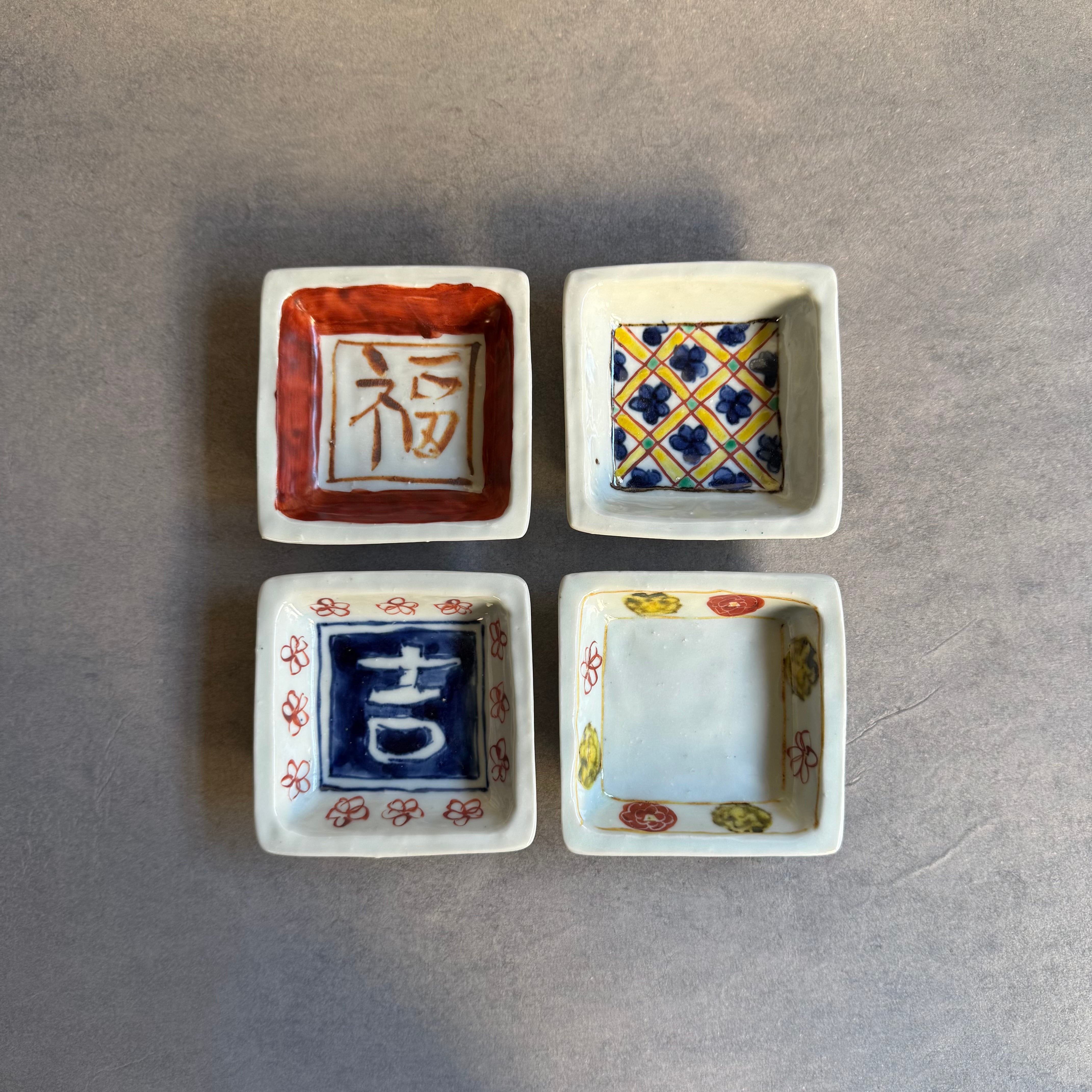 中尾万作 色絵角皿 | gallery 一白