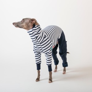 ボーダーファッションロンパース　navy / イタグレ服