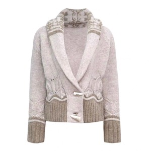 [Flowers birds market] Atmosphere Embroidered Knitted Coat