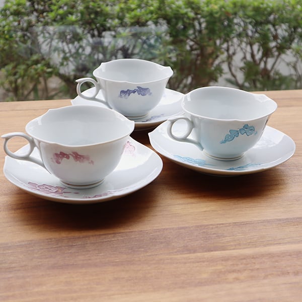 有田焼 コーヒーカップ バラ 【紫・ブルー・マロン】 3-015 | MARUFUKU