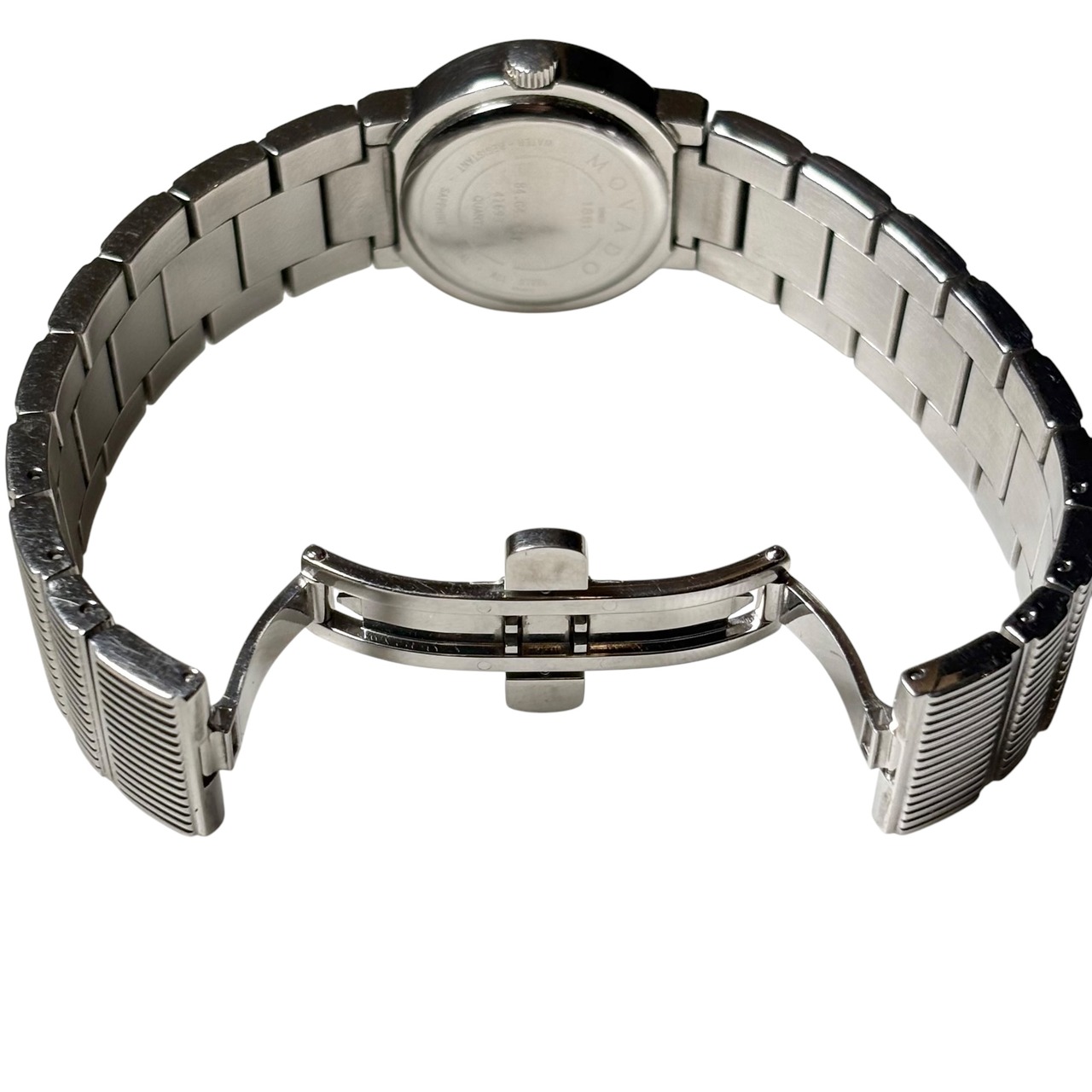 MOVADO black dial Diamond bezel quartz watch “Museum Concerto”