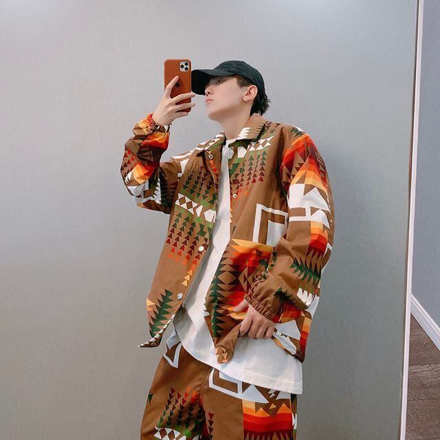 予約販売】ジャケット アウター コーチジャケット メンズ ネイティブ柄