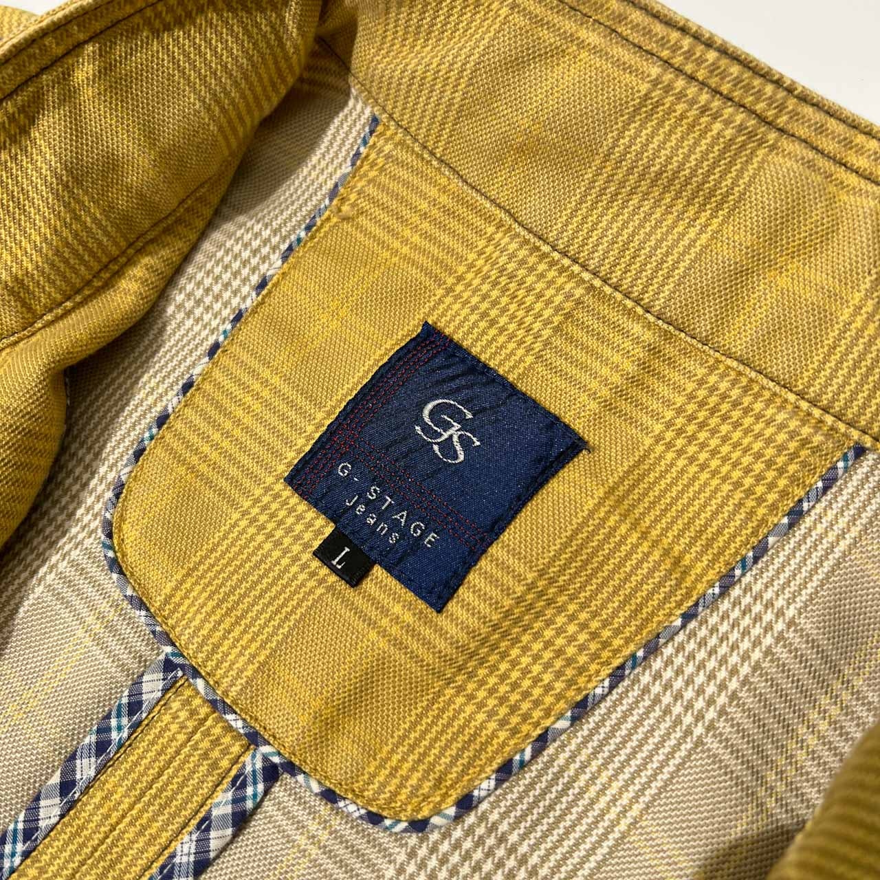 G-STAGE Jeans ジーステージ グレンチェック柄 コットン ジャケット ブルゾン L /イエロー系/メンズ