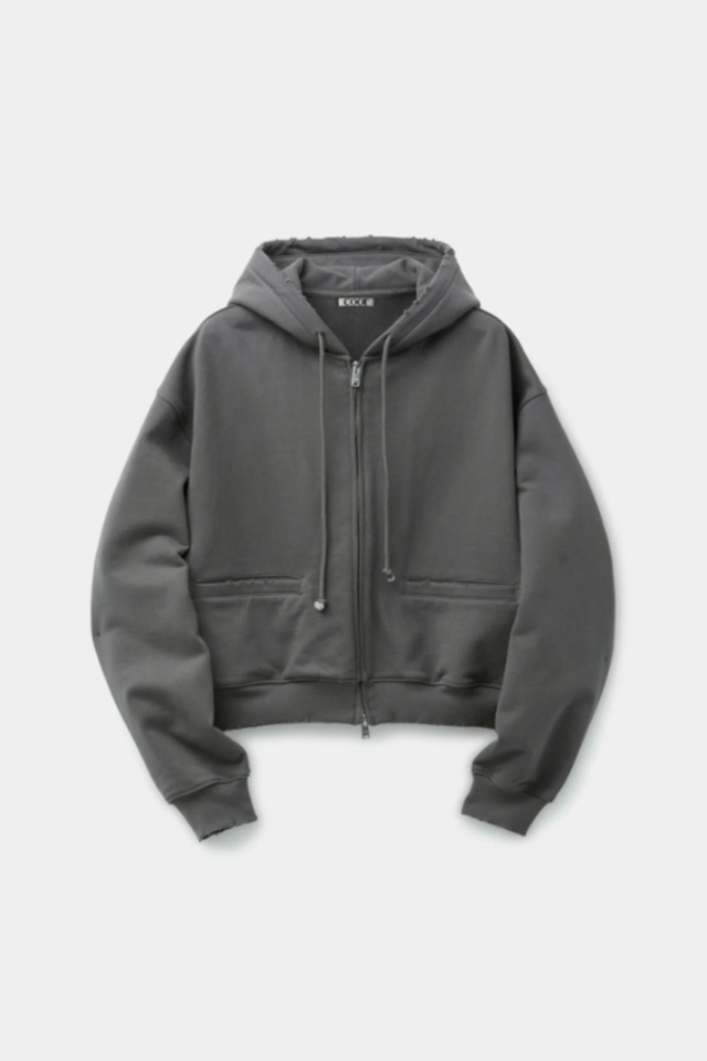 [COOR][WOMEN] Distressed Hood Zip-Up (Charcoal) 正規品 韓国ブランド 韓国通販 韓国代行 韓国ファッション クール クーア クアー 日本 店舗