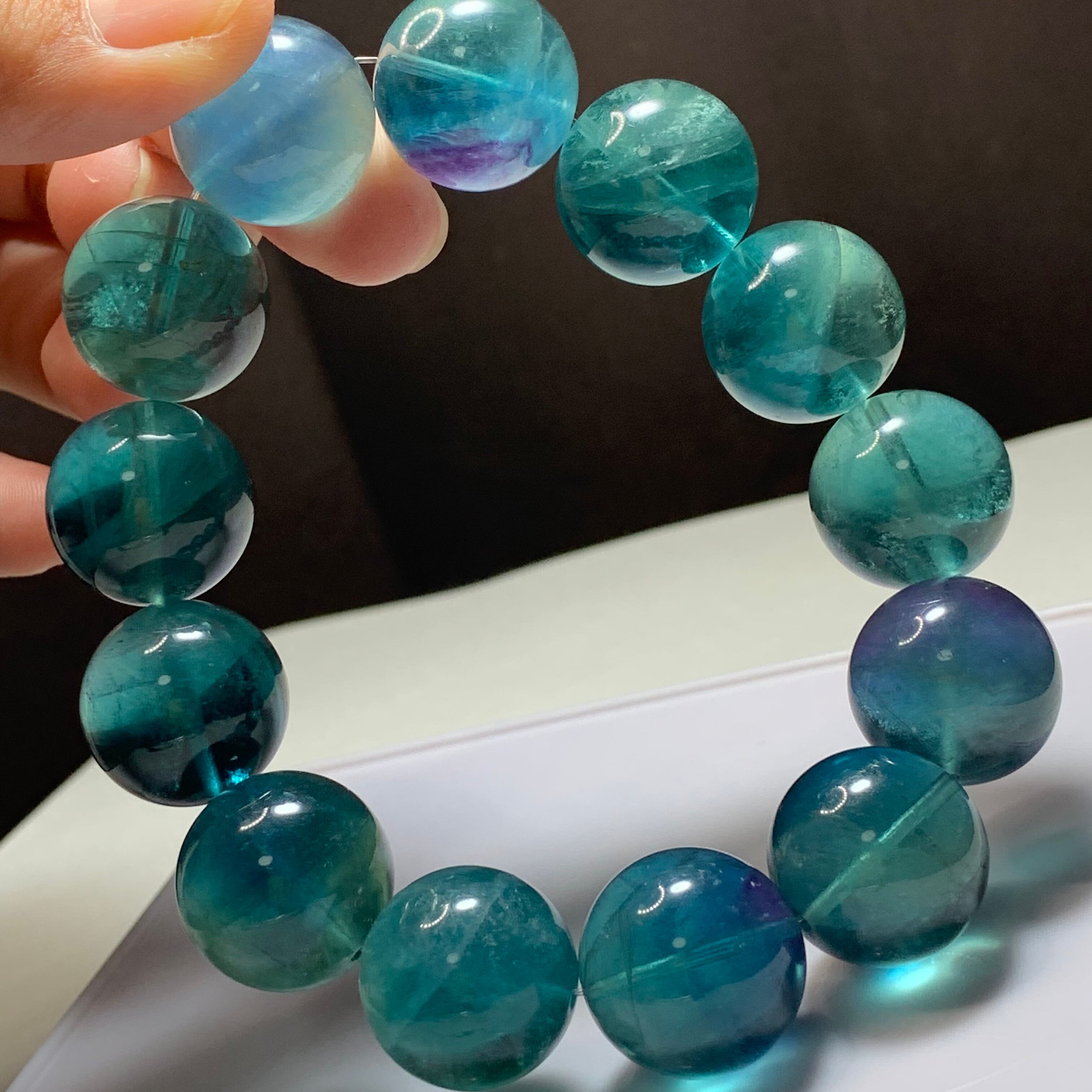 希少な大玉！前後約17.5~18mm 大玉フローライト ブレスレット