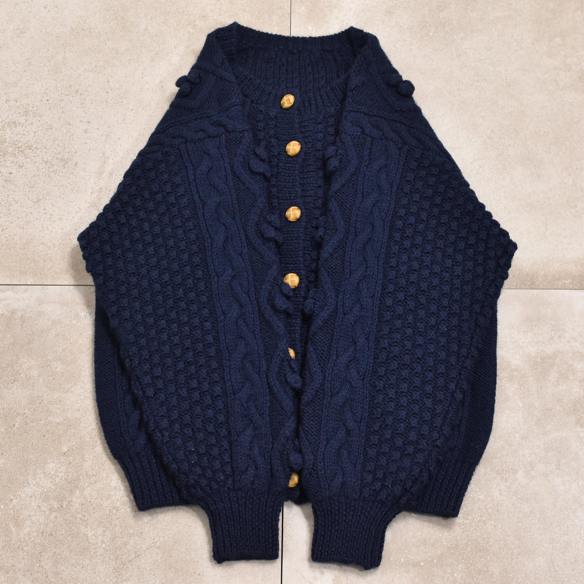 90～00s Aran pattern knit cardigan | 古着屋 grin days memory