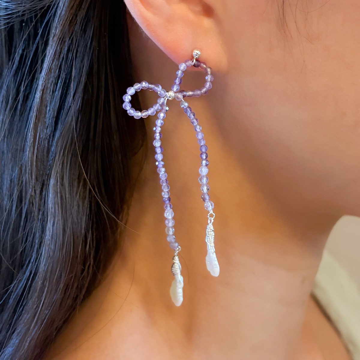 Amethyst Ribbon Earrings | U & Mi