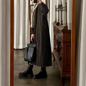 ★Dot Print Dress (Black)