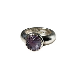 vintage silver ring set with purple stone made in England