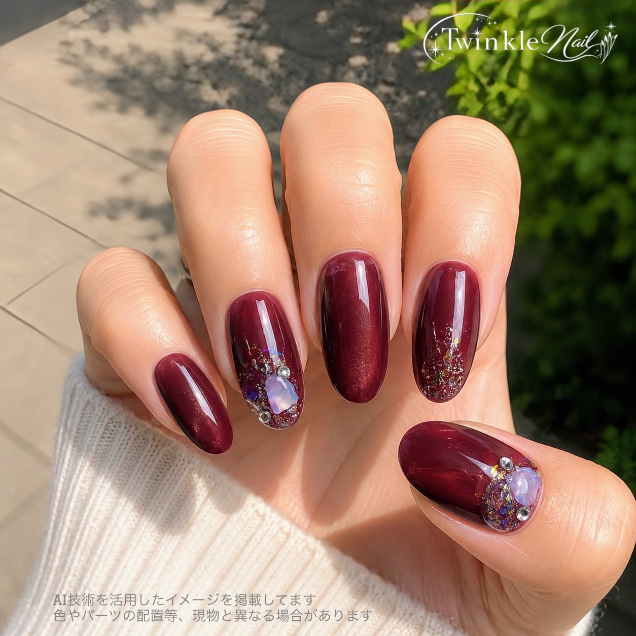 ネイルチップ【4287】ブラウンレッドネイル | Twinkle Nail