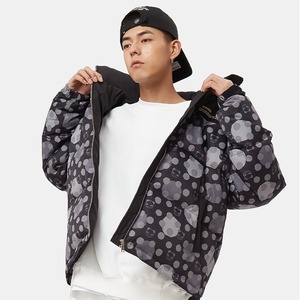 SALE 送料無料【HIPANDA ハイパンダ】メンズ ダウンジャケット MEN'S LOGO PRINTED DOWN JACKET / BLUE・BLACK