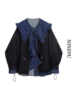 denim girly frill blouse& jacket【NINE4939】