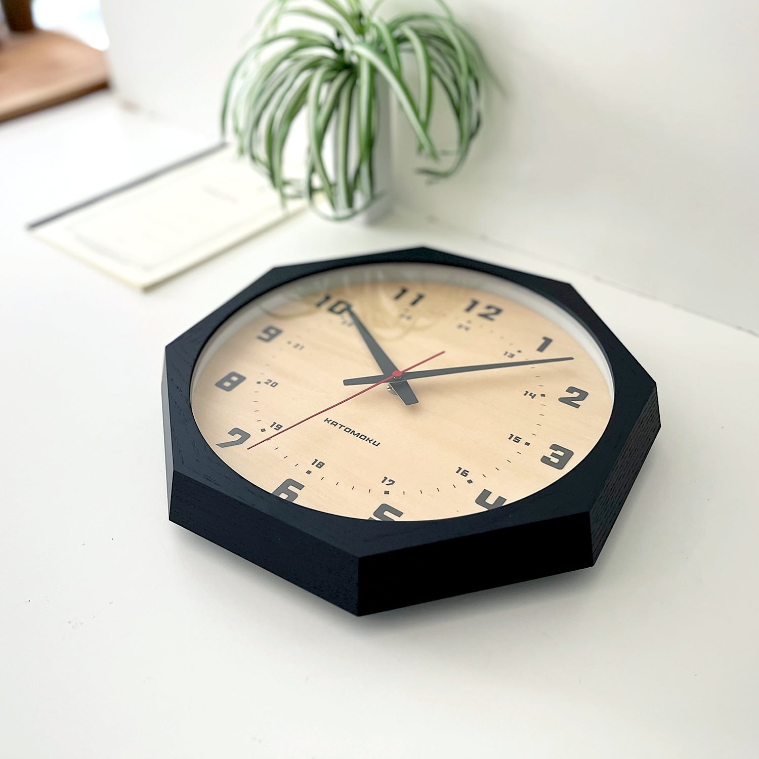 KATOMOKU muku clock 8 八角形 ブラック km-81BK8 掛け時計 | 加藤木工