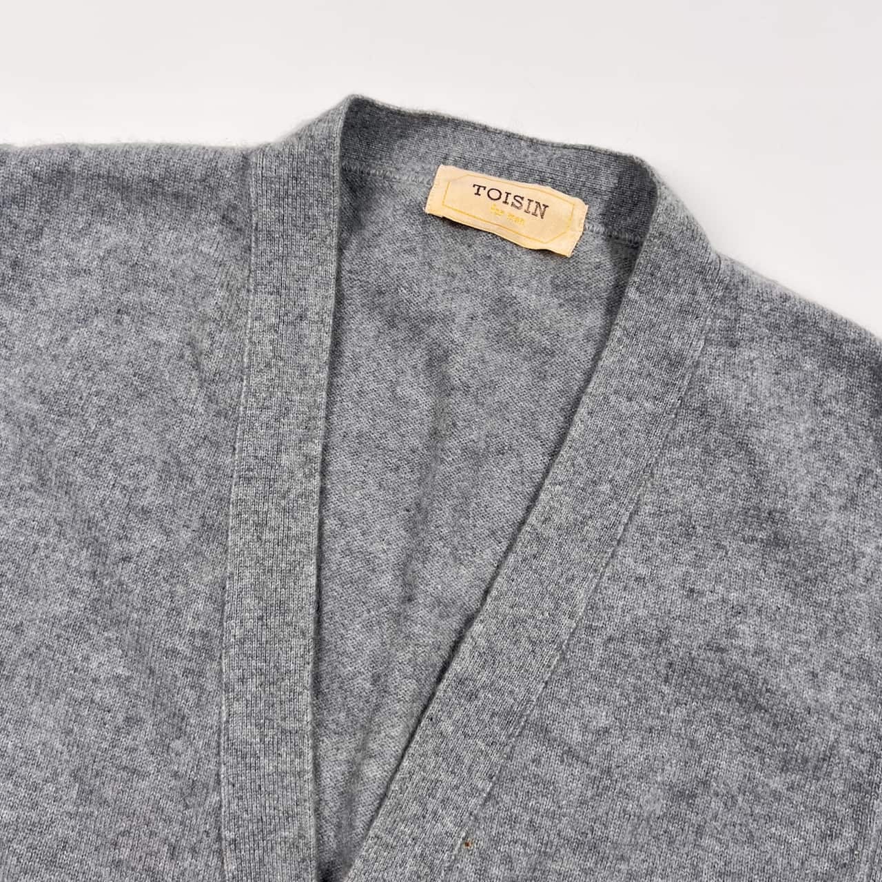 カシミヤ100% TOISIN トイシン 前開き ニット ベスト L/グレー メンズ
