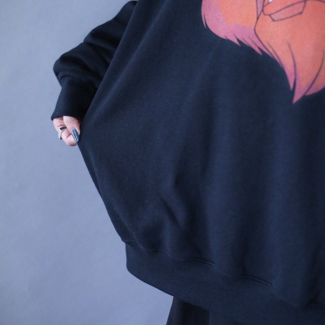 "SAVAGE" disney character printed over silhouette sweatshirt