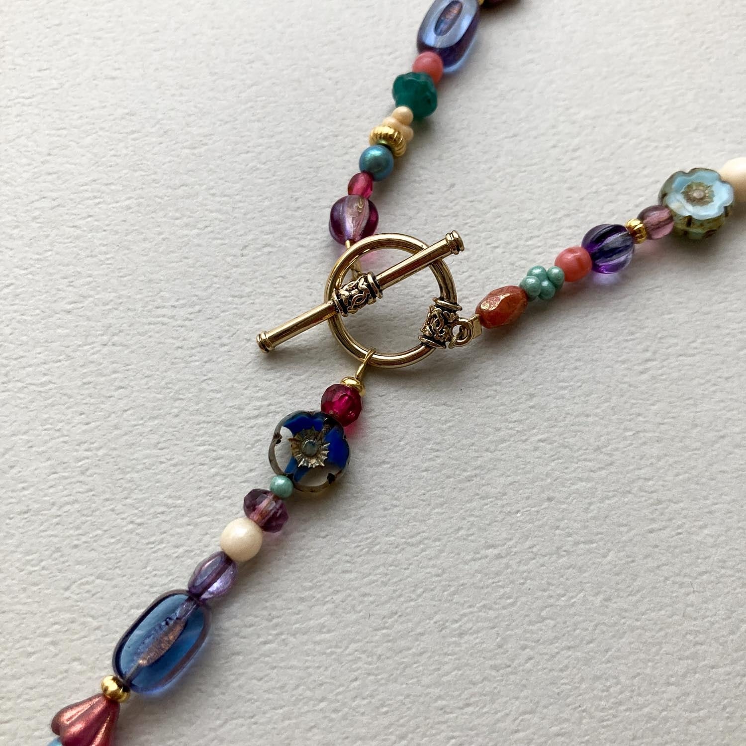 Chii チェコビーズパープルミックス 2wayネックレス | Dua