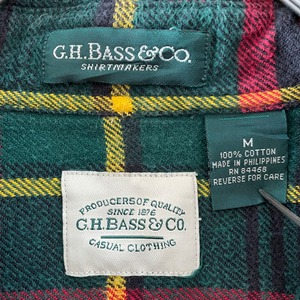 【G.H.BASS】ネルシャツ 長袖シャツ ヘビーネル 厚手ネル フランネル チェック柄  M シーエイチバス US古着