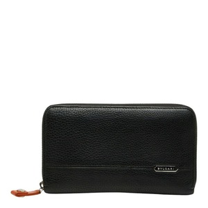 ブルガリ ラウンドファスナー 長財布 ブラック レザー メンズ BVLGARI 【中古】