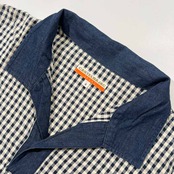 CASTELBAJAC カステルバジャック デニム切替 オープンカラー 開襟 シアサッカー風 半袖シャツ サイズ 4 /メンズ