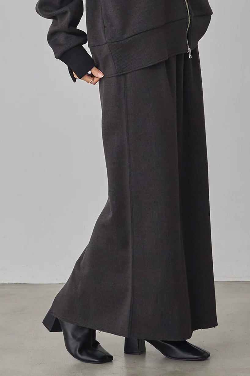 Reversible Rib Maxi Pencil Skirtリバーシブル リブマキシタイトスカート Black