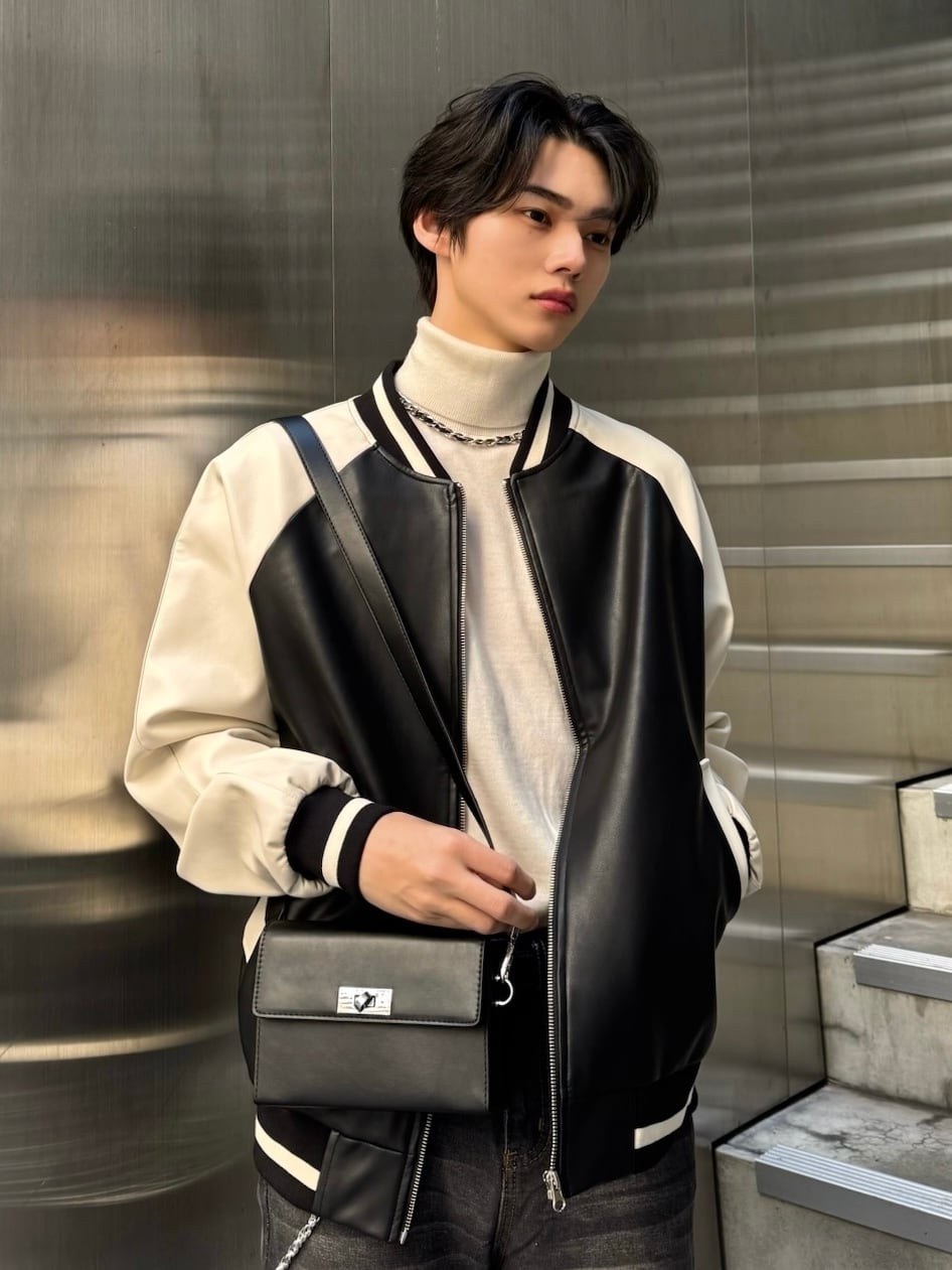 ALUDE SELECT】ivory pu leather jacket (2color) | 【ALUDE】韓国