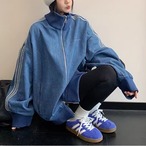 Distressed stand-collar denim jacket (NC302)