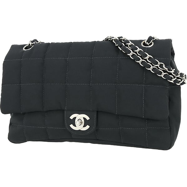 Used CHANEL シャネル チョコバー チェーンショルダー A20203 ナイロン 黒 超美品