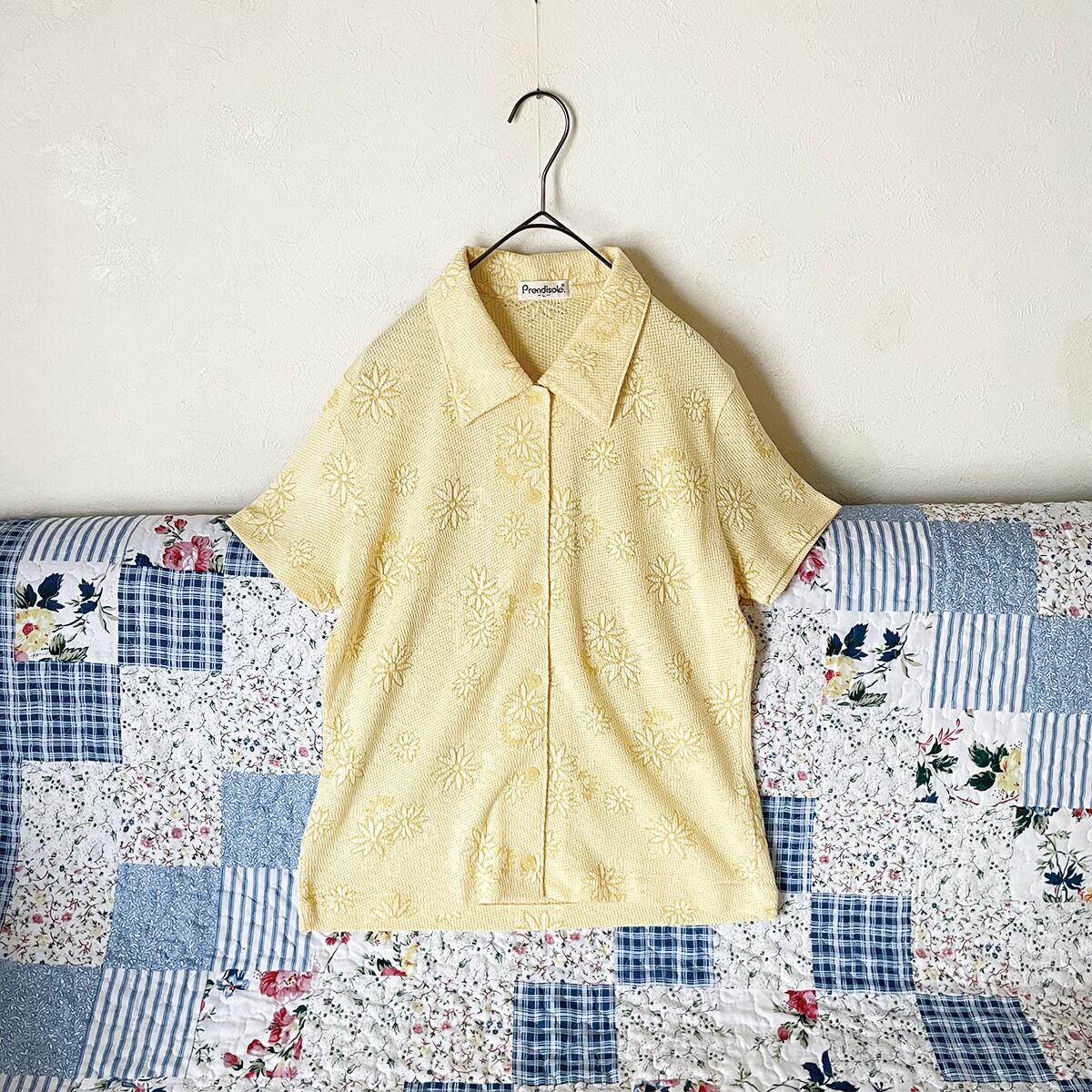 70-80s イエロー 花柄シャツ 昭和レトロ ヴィンテージ古着 | 古着屋