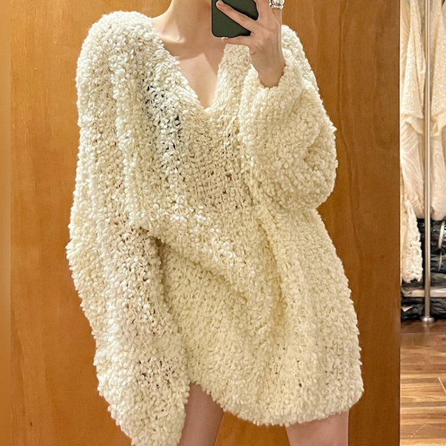 loose v-neck knit 10988