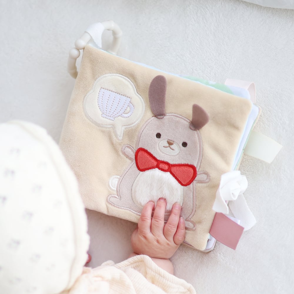 amanoppo ふんわりえほん「うさぎたちのお茶会」 布絵本 あまのっぽ