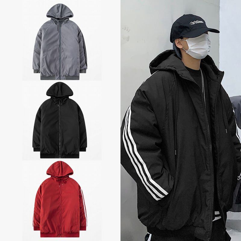 ユニセックス ブルゾン アウター メンズ レディース ジャンパー 袖ライン コットンパッド オーバーサイズ 大きいサイズ ルーズ ストリート Tbn Mamos マモス ストリートファッションならお任せ 韓国ファッションがお好きな方も要チェックです