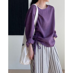 Side drawstring sheer blouse ◇3colors 1900