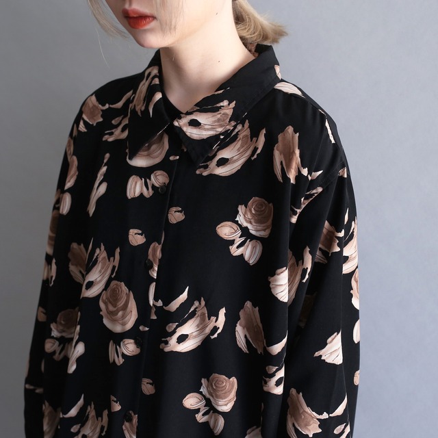 flower art pattern loose silhouette mode shirt