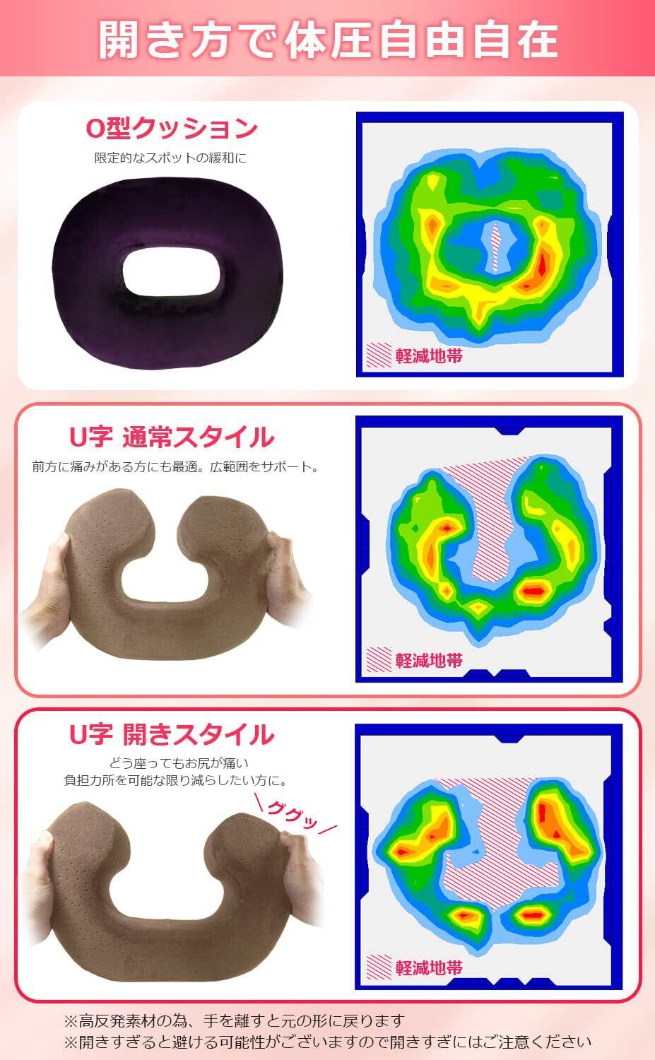 独特な U字クッション 金型から作ったオリジナル u字クッション 産後 痔 高反発 マタニティ クッション 出産 妊婦 会陰切開 