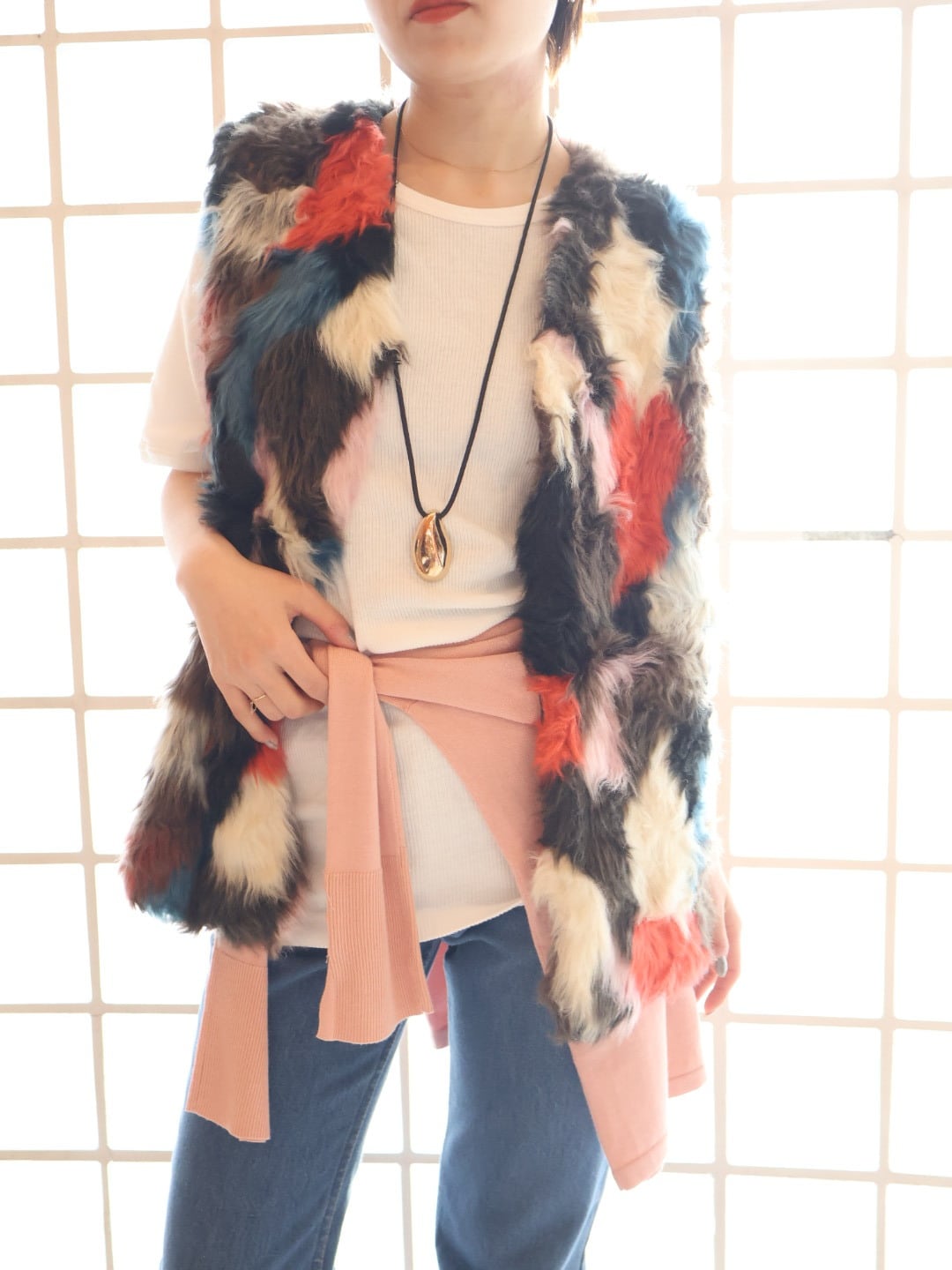 colorful faux fur vest【1840】
