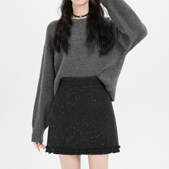 glitter tweed skirt / l0235