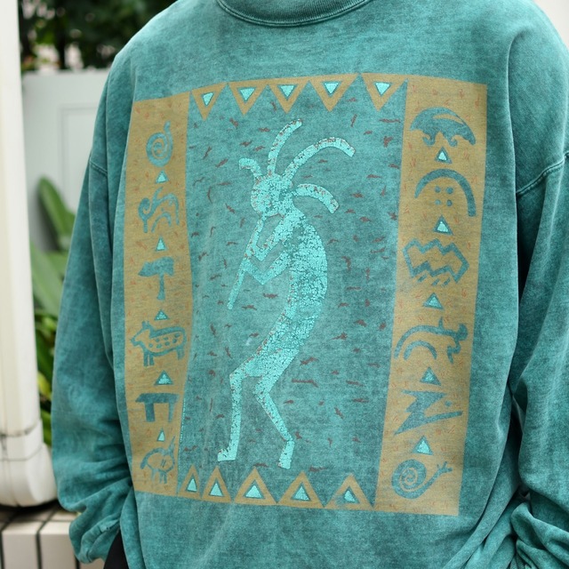 kokopelli chemical wash print sweat