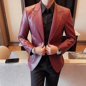 slim leather shirt 00085