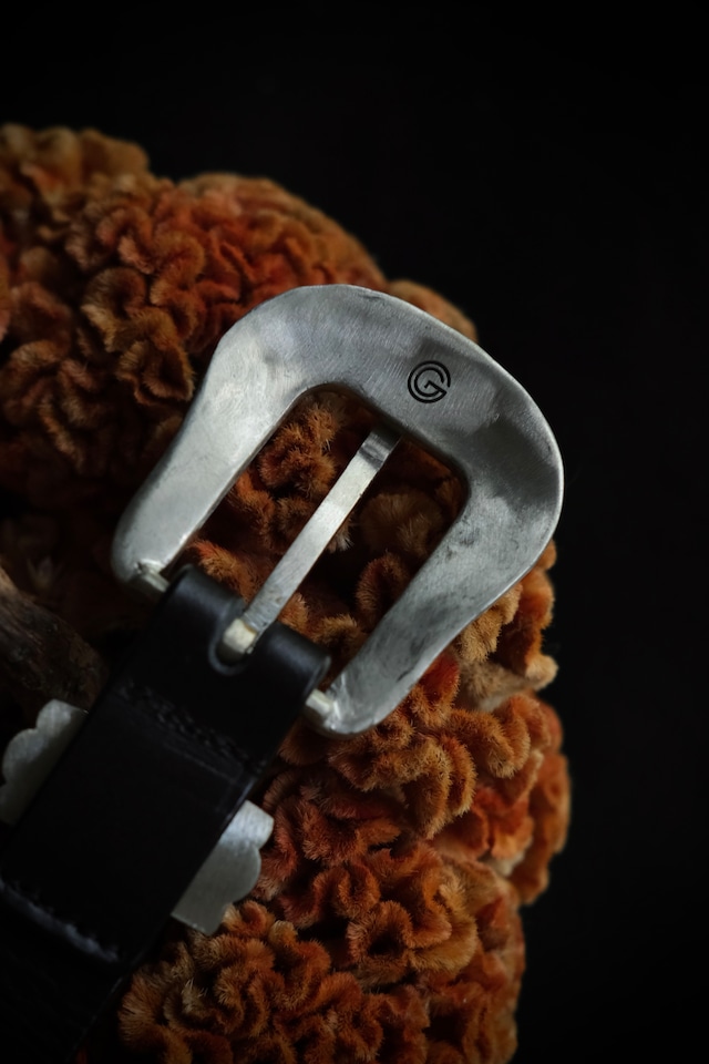 Utah/"GENERAL" White brass × nappa leather belt/black