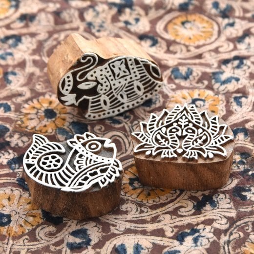 インドのブロックプリント版　ウッドスタンプ　木版　in ブルックリン　NY インドのブロックプリント版ウッドスタンプ木版in ブルックリンNY