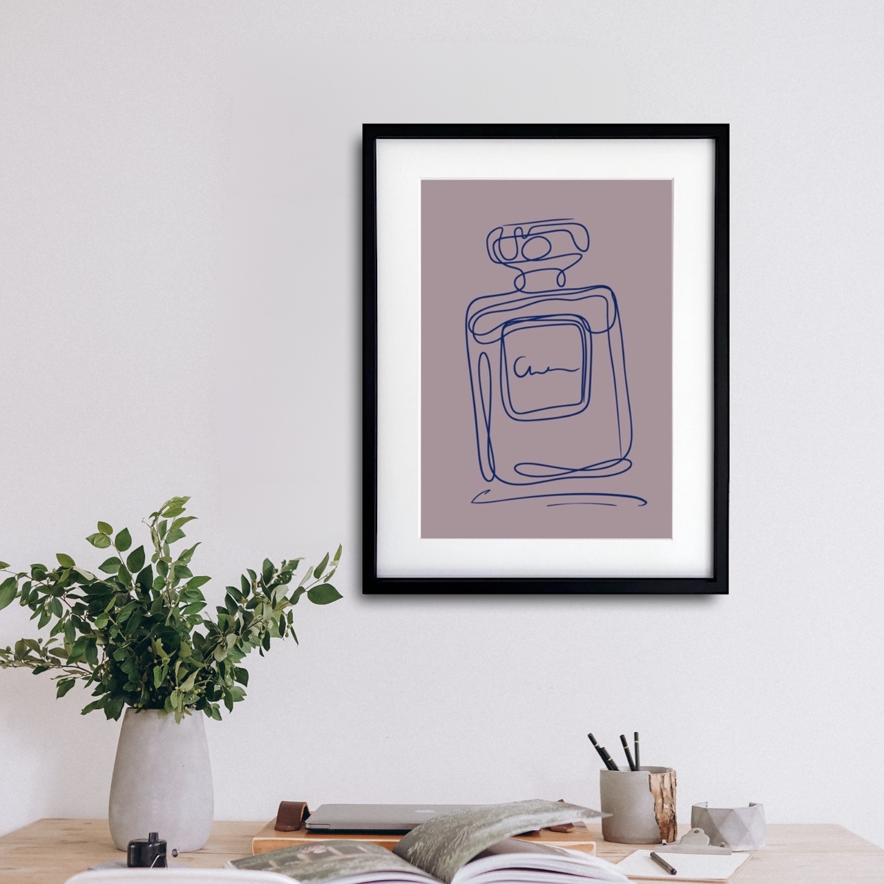 EAU DE PARFUM N°1｜香りの余韻を線で描くミニマルパフュームアート｜上質で洗練された空間をつくる一枚｜A4ポスター
