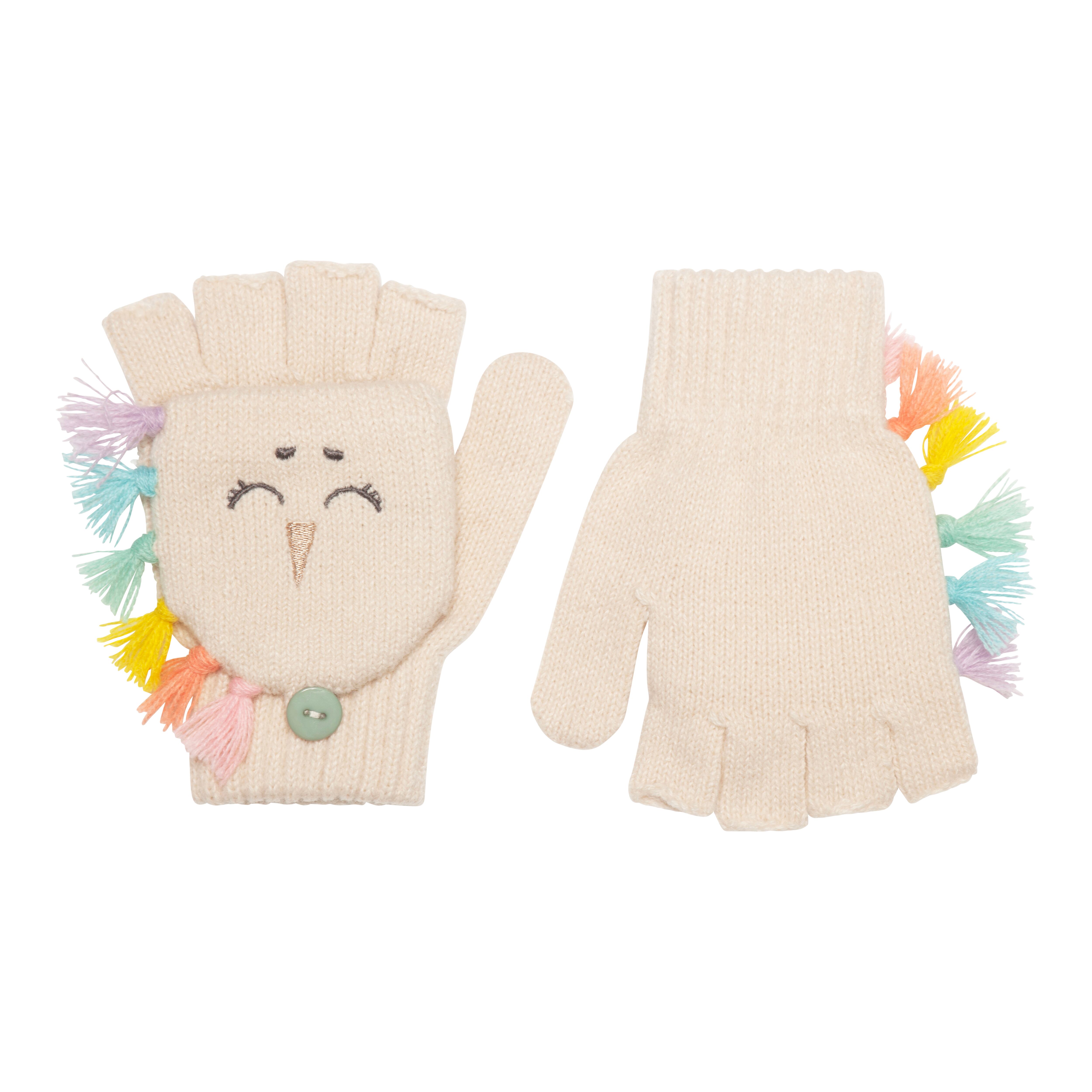 M2230M-1-Rainbow Unicorn Knitted Gloves 3-6 Years-MULTI