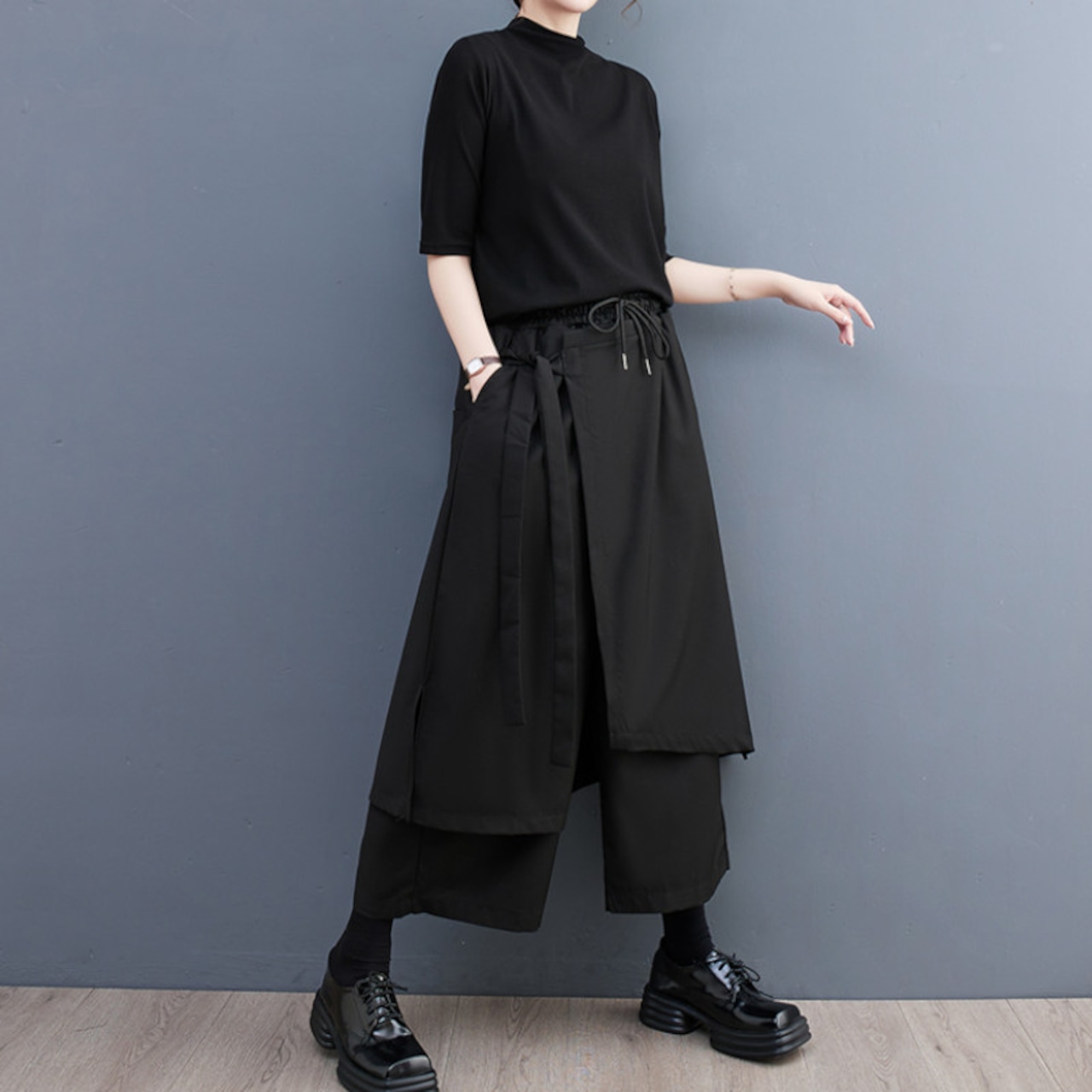 レイヤード風 ルーズ ワイドパンツ 00015