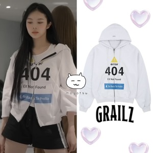 ★Hearts2Hearts イアン 着用！！【GRAILZ】ERROR 404 ZIP HOODIE [WHITE]